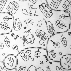 Printed Cotton ROUTE White / Black